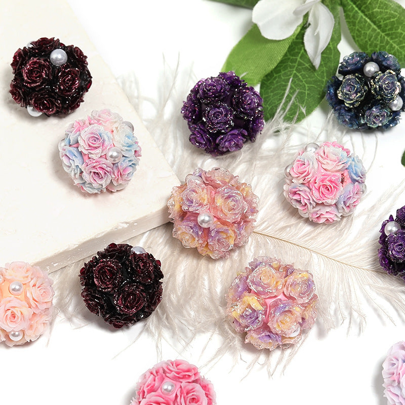 Wholesale  10pcs Soft rose clay diamond ball DIY mobile phone chain bag chain beaded pen jewelry accessories loose beads